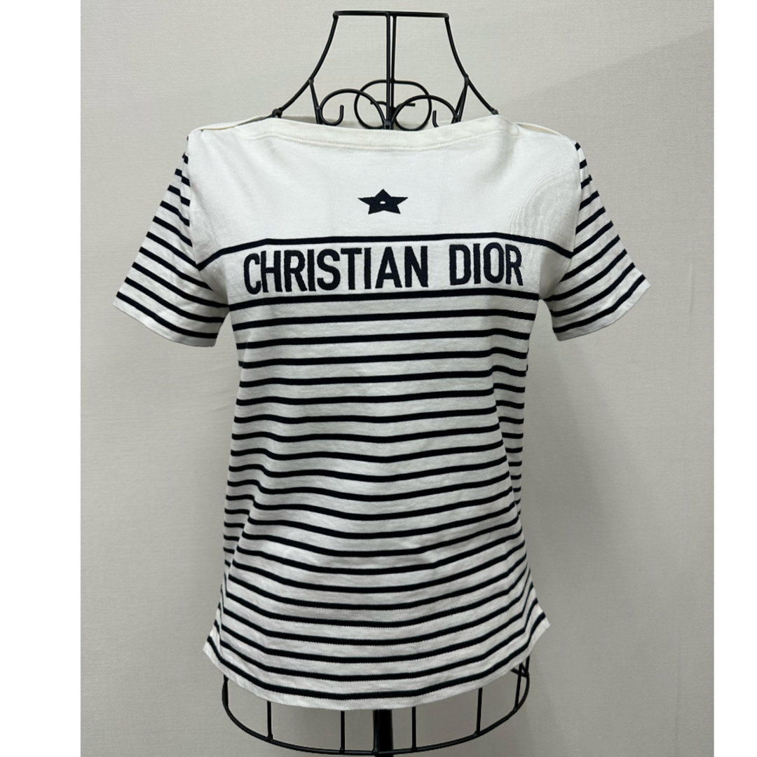 Christian Dior(クリスチャンディオール)のCHIRISTIAN DIOR ボートネックボーダーTシャツ レディースのトップス(Tシャツ(半袖/袖なし))の商品写真