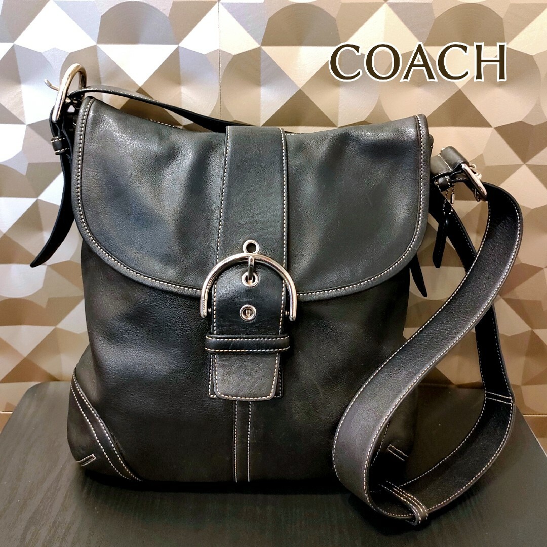 COACH - 匿名配送 コーチ 2way 斜め掛け ブラック レザー ショルダー