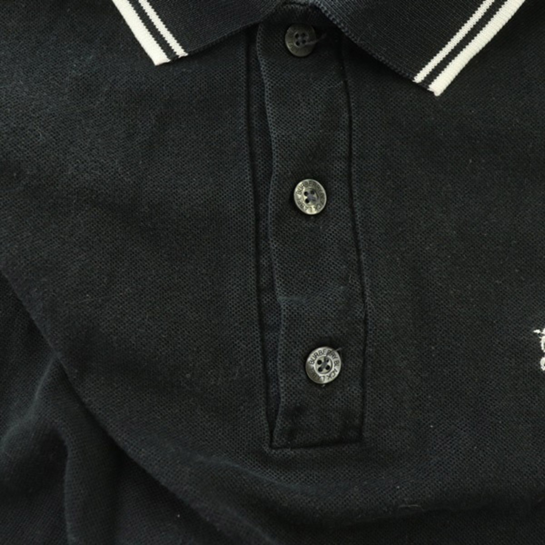 バーバリーブラックレーベル ポロシャツ 半袖 ロゴ刺繍 コットン 鹿の子 2 黒