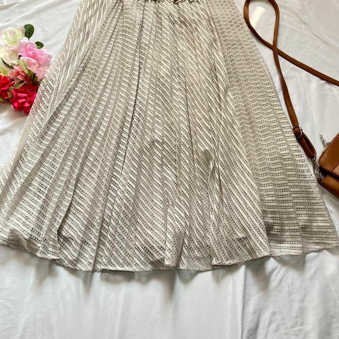 トゥービーシック プリーツスカート ミモレ丈 日本製 白 46 大きいサイズ 2