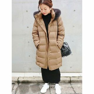 【美品】IENA タフタロングダウンコート フレンチダウン ベージュ 38