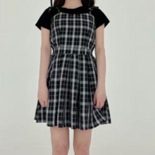 pellsiana check ribon cami one-piece(ひざ丈ワンピース)