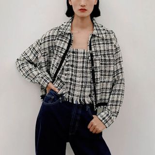 ザラ(ZARA)の【ZARA】チェック柄ジャケット(テーラードジャケット)