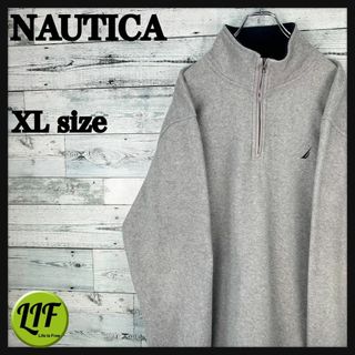 ノーティカ(NAUTICA)の【希少‼︎】ノーティカ 刺繍ロゴ ボア ハーフジップ フリース グレー 美品(ブルゾン)