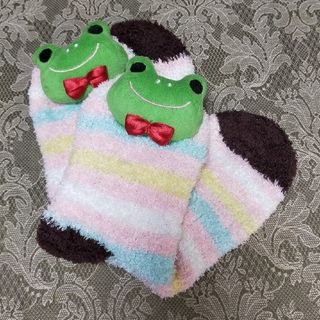 🐸カエル ソックス🐸  立体ぬいぐるみ  ふわもこ  ルームソックス(ソックス)