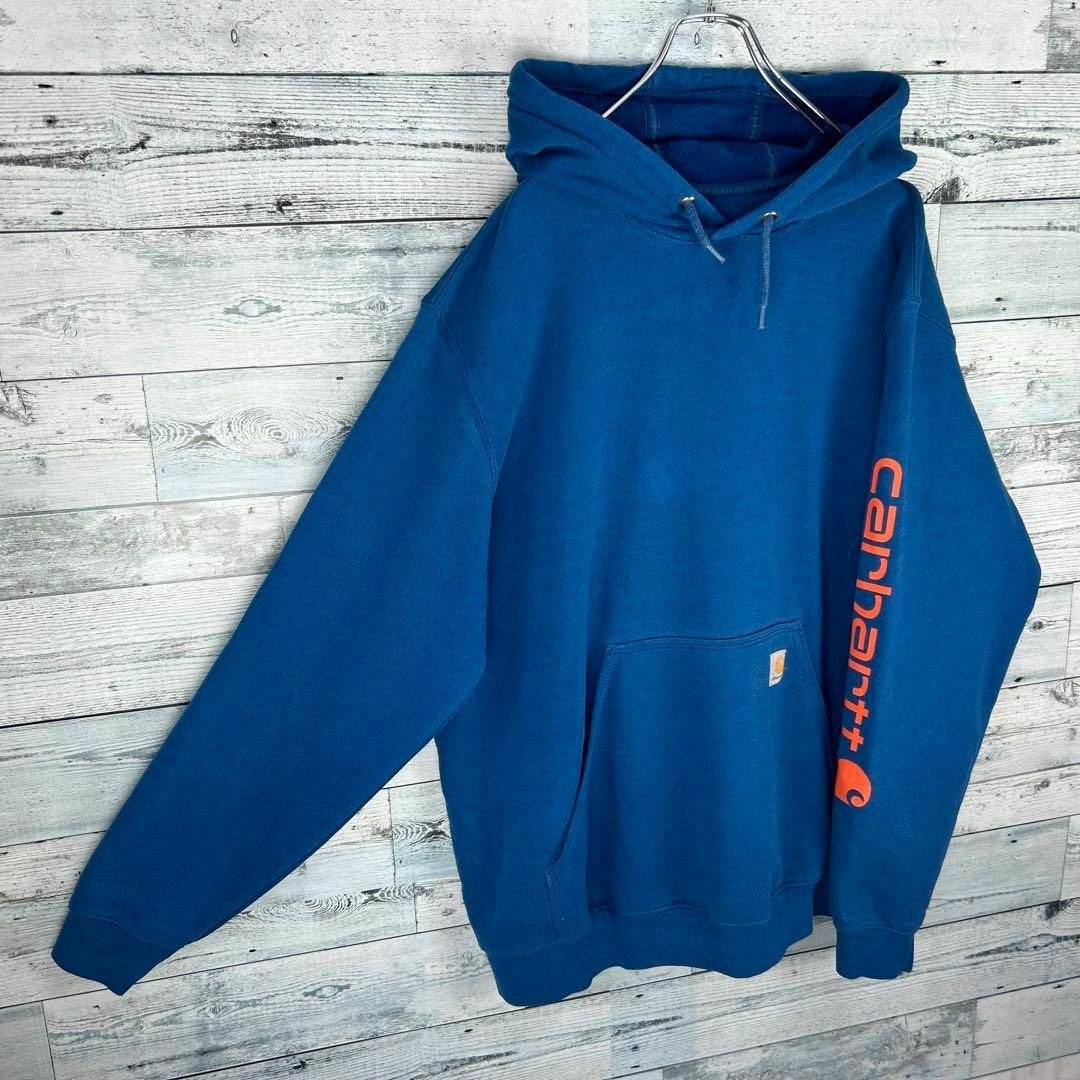希少 CARHARTT プルオーバーパーカー メキシコ製 袖ロゴ カーハート M