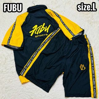 フブ(FUBU)のFUBU セットアップ ナイロン メッシュ 半袖 テープロゴ 刺繍 イエロー L(ジャージ)