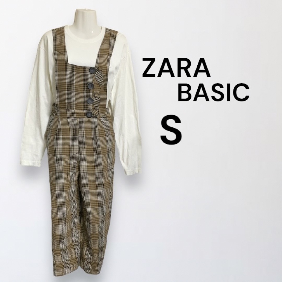ZARA(ザラ)のZARA オールインワン　サロペット　チェック　秋　ザラベーシック　ワイドパンツ レディースのパンツ(サロペット/オーバーオール)の商品写真
