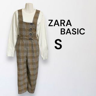 ザラ(ZARA)のZARA オールインワン　サロペット　チェック　秋　ザラベーシック　ワイドパンツ(サロペット/オーバーオール)