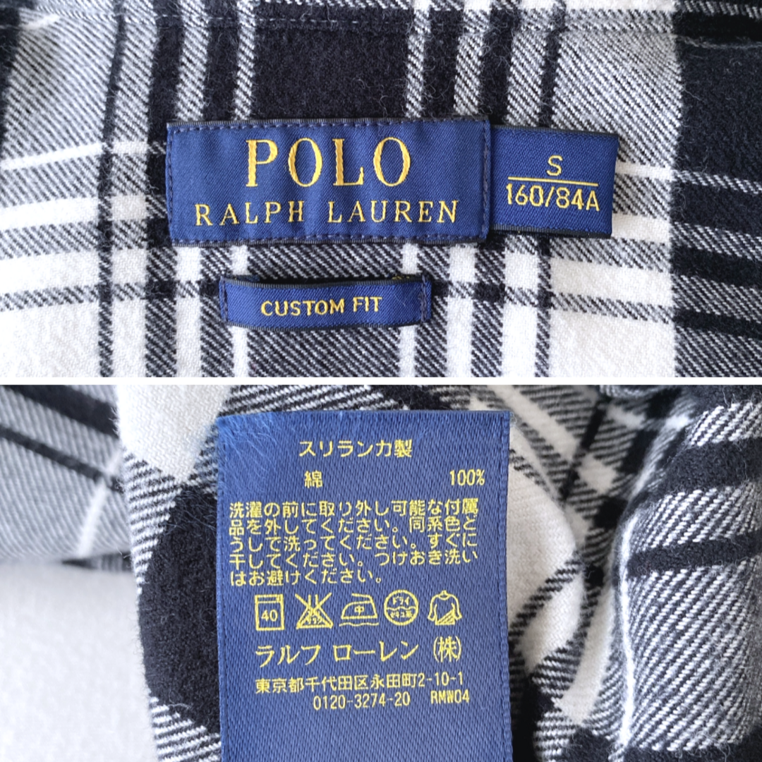 ポロラルフローレン　タータンチェックネルシャツ　ブラック　S　美シルエット 9