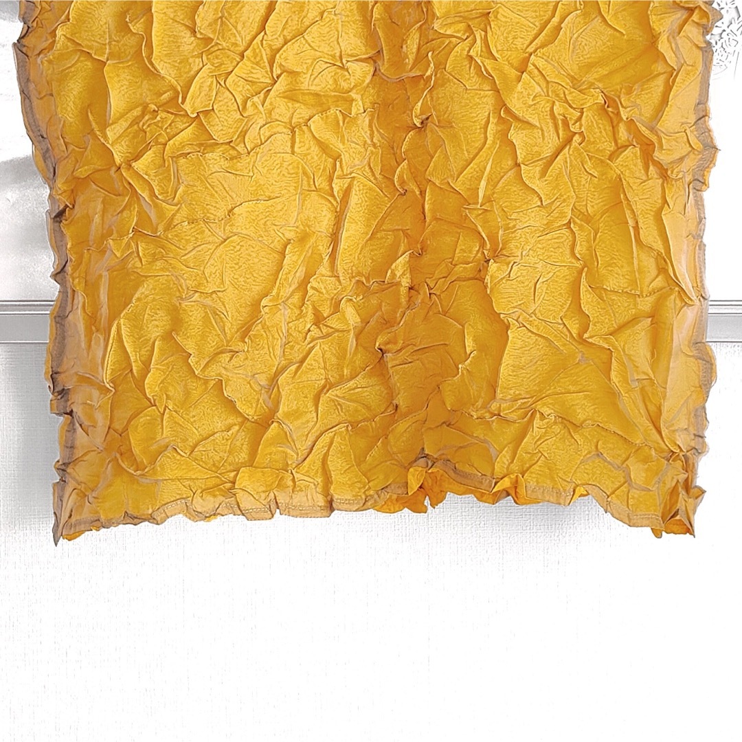 美品 ブラウス ジレ ドッキング ワッシャー加工 イエロー マスタード 黄色 レディースのトップス(シャツ/ブラウス(半袖/袖なし))の商品写真