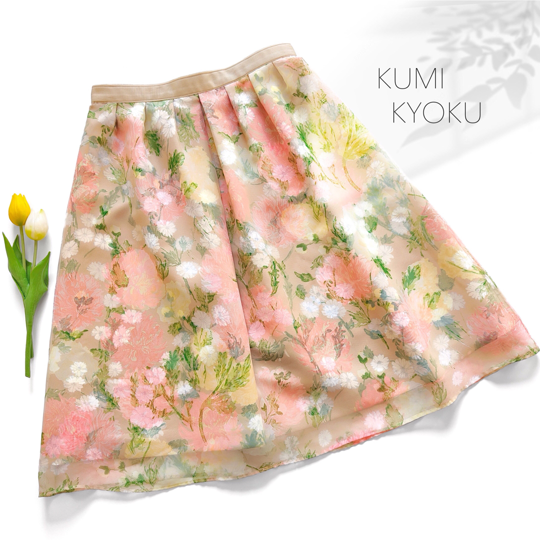 kumikyoku(組曲) - 美品 クミキョク フレアスカート ドッキング 花柄