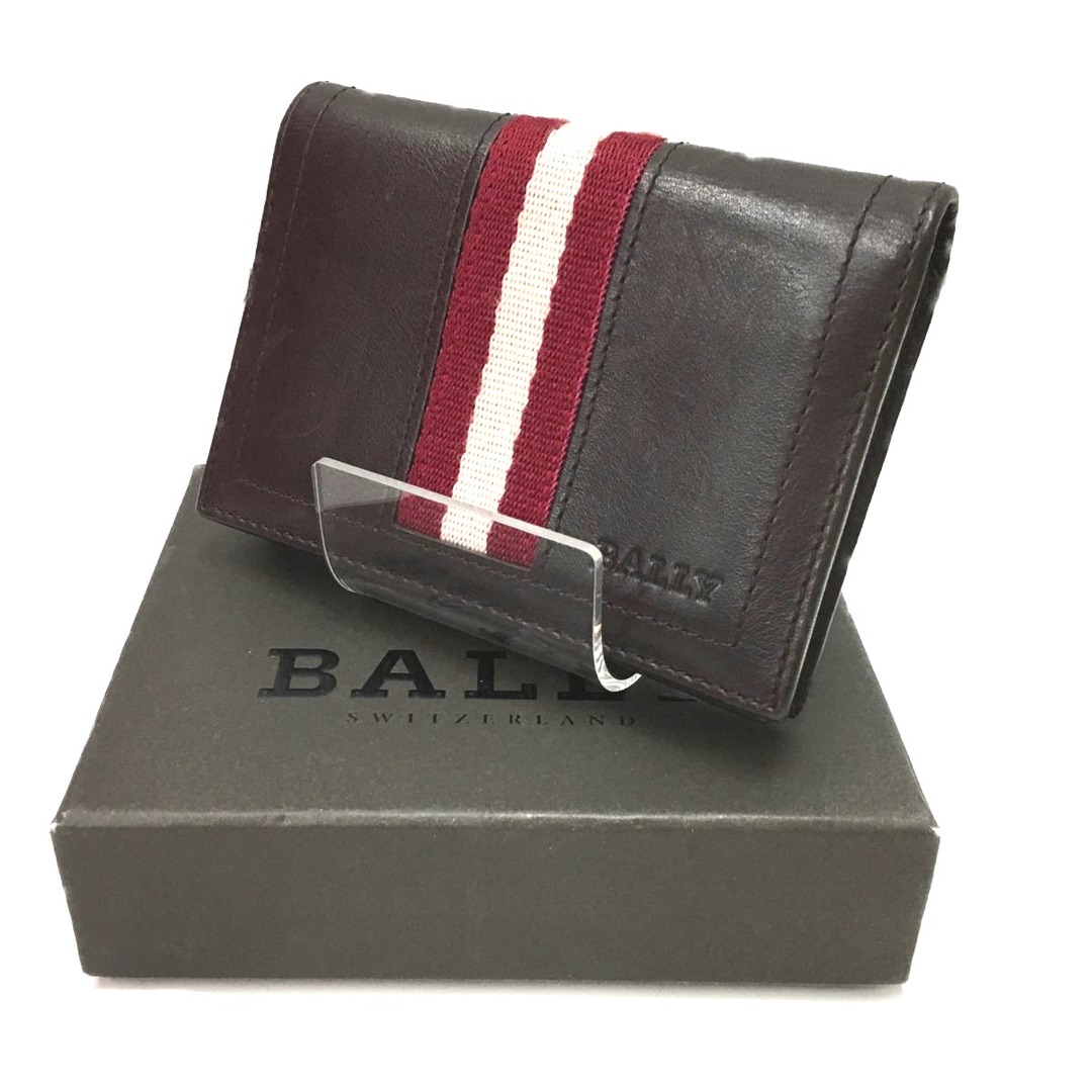 △△BALLY バリ レザーカードケース　赤白赤 ブラウン