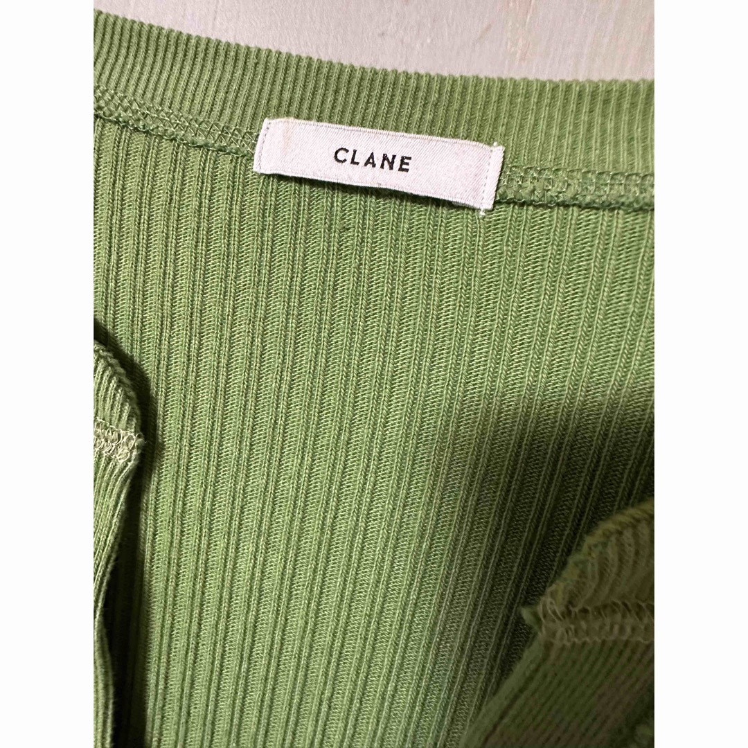 clane カラーステッチヘビーリブトップス