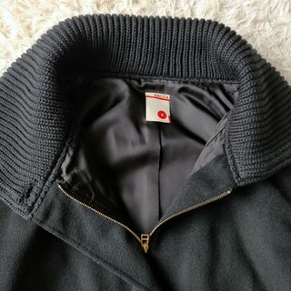 【BACCA】ウールカシミヤビーバー リブコンビコート 38 ブラック 2way