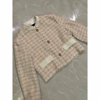 ザラ(ZARA)の【美品】ZARA☆ツイードジャケット(ノーカラージャケット)