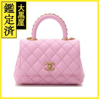 シャネル(CHANEL)のシャネル　ココハンドルXXS　 ピンク/いぶしゴールド金具　【472】KS(ハンドバッグ)