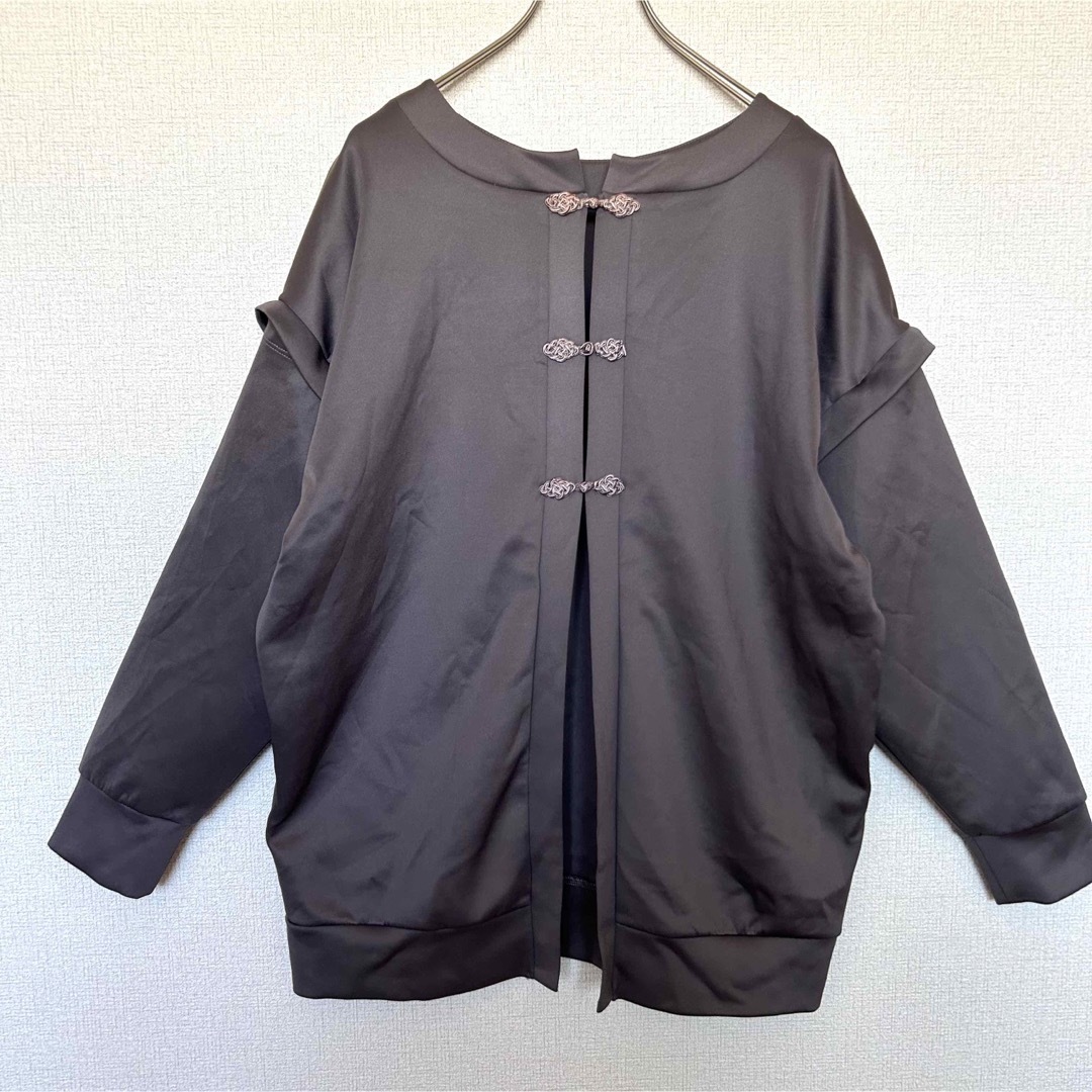 ノーカラージャケット　2way チャイナボタン　薄いパープル　ゆったりサイズ レディースのジャケット/アウター(ノーカラージャケット)の商品写真