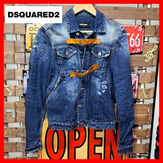 美品✨　DSQUARED2 ベルベット切り替えデニムジャケット レザーコード　L