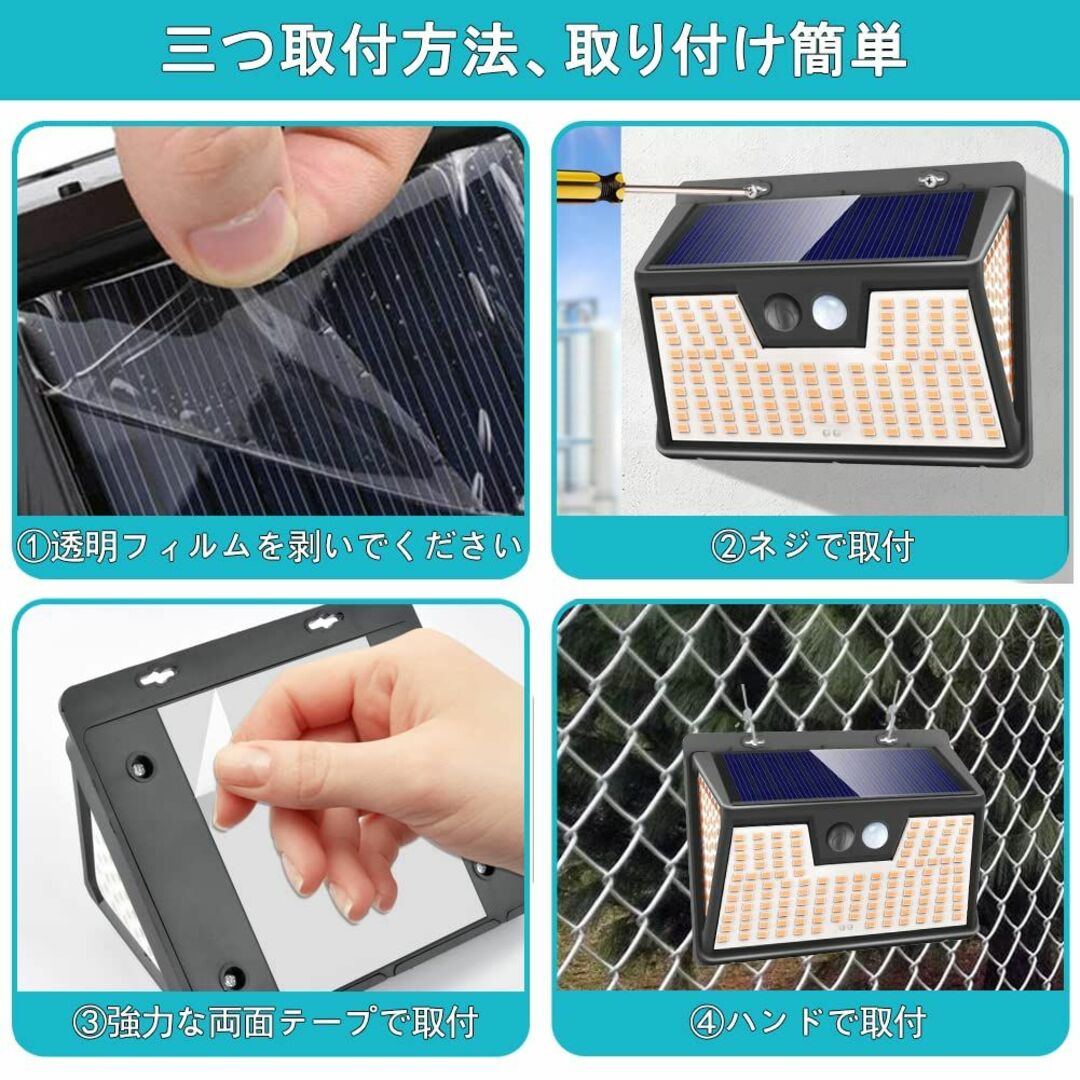 【色: 電球色,4個セット】BINGONE 暖色系 ソーラーライト センサーライ