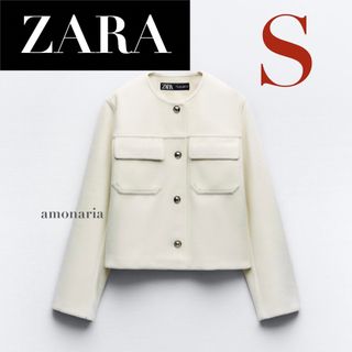 【11/10まで限定出品＊新品】ZARA ソフトジャケット　ノーカラージャケット | フリマアプリ ラクマ