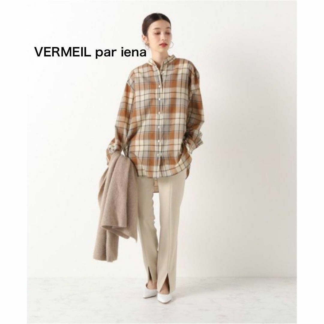 VERMEIL par iena 130Sウールカルゼバンドカラーシャツ