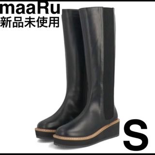 ザラ(ZARA)の新品 maaRu マアル 厚底サイドゴアロングブーツ S ブラック 箱あり (ブーツ)