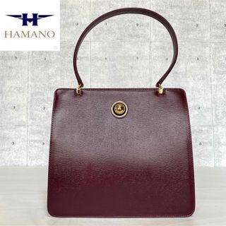 美品 HAMANO フィオーレ ミドルボクシー レッド ゴールド金具ハンドバッグ