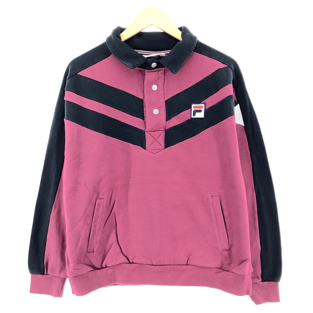 FILA(フィラ)の古着 フィラ FILA 襟付きハーフボタン スウェットシャツ トレーナー メンズXL /eaa313853 メンズのトップス(スウェット)の商品写真