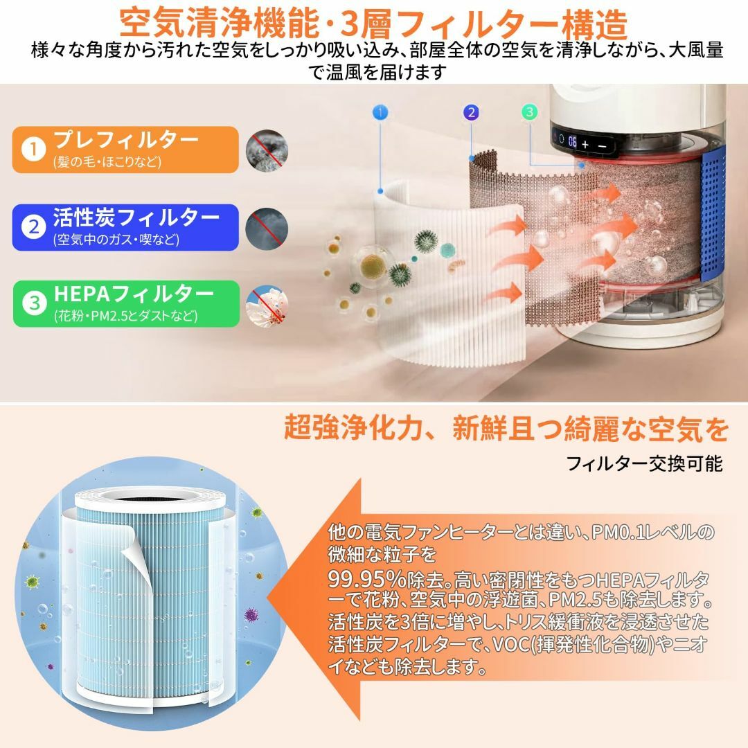 セラミックヒーター【2023最新型・冷暖両用】電気ヒーター暖房器具 省エネ セラ