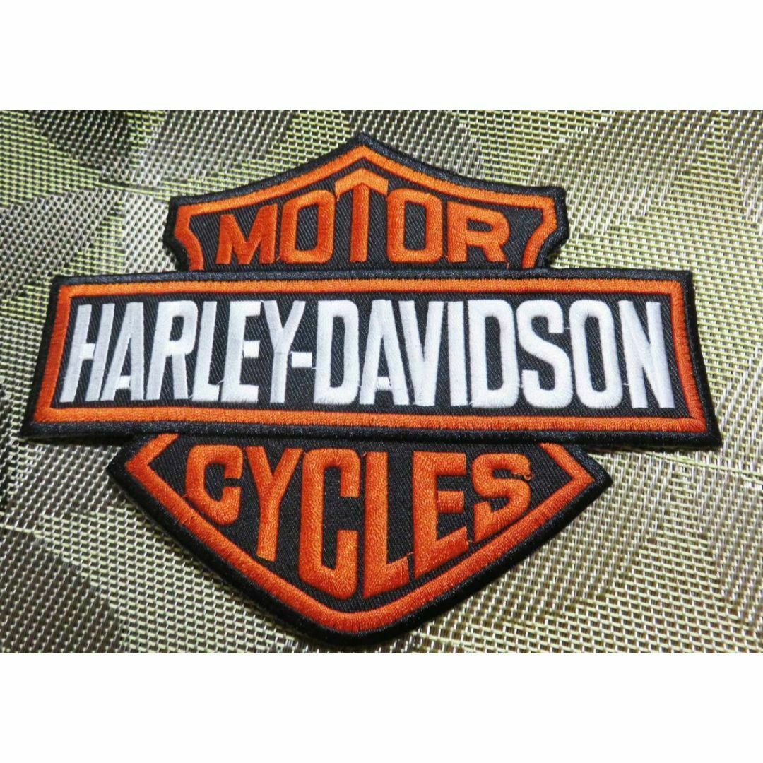 大型■定番HD黒橙◇新品ハーレーダビッドソンHarley刺繍ワッペン激渋アメリカ 自動車/バイクのバイク(その他)の商品写真