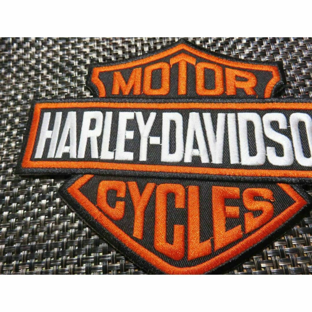 大型■定番HD黒橙◇新品ハーレーダビッドソンHarley刺繍ワッペン激渋アメリカ 自動車/バイクのバイク(その他)の商品写真