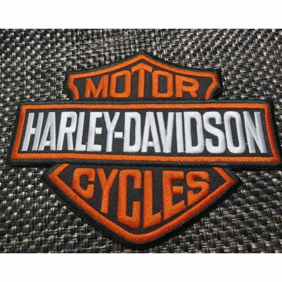 大型■定番HD黒橙◇新品ハーレーダビッドソンHarley刺繍ワッペン激渋アメリカ 自動車/バイクのバイク(その他)の商品写真