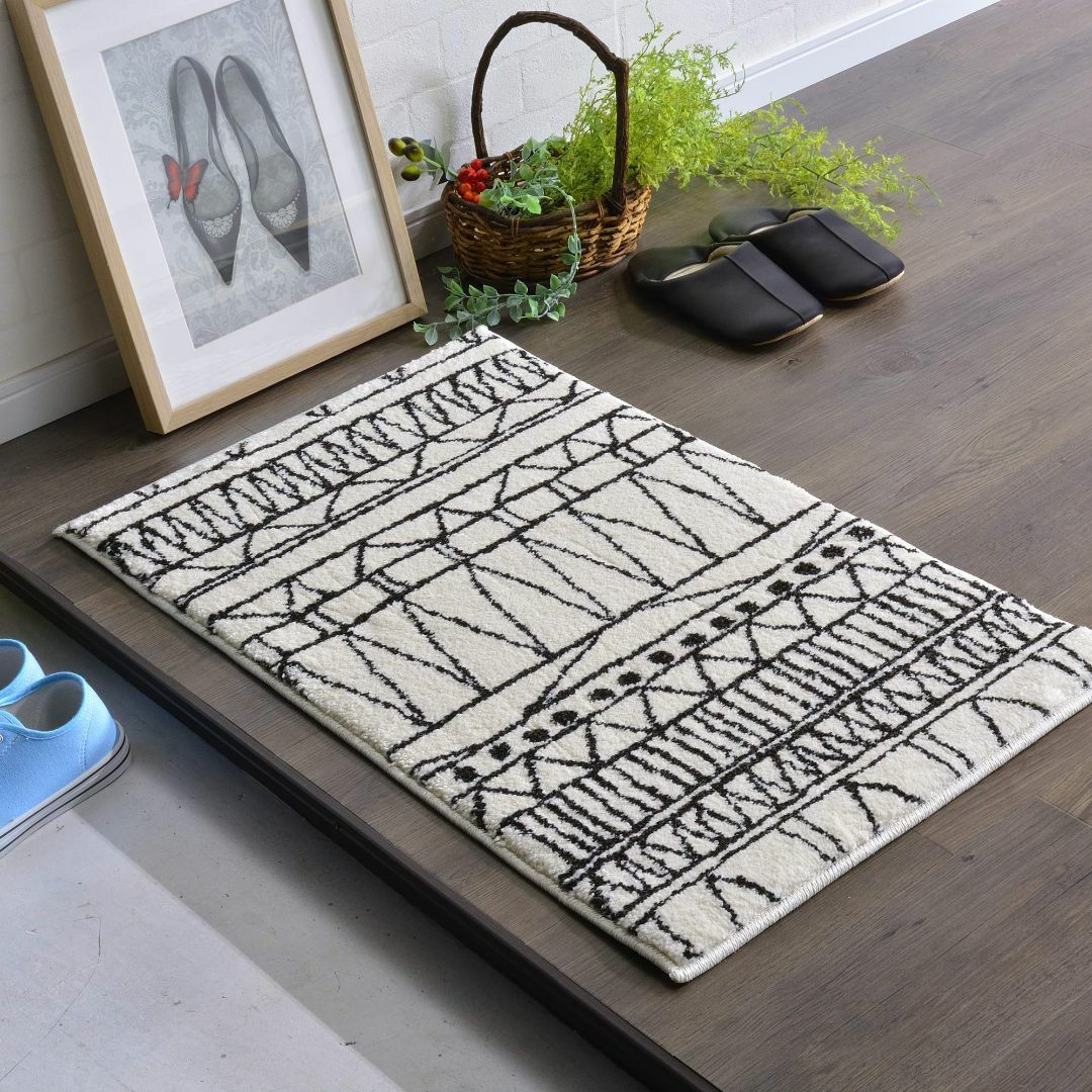 【色: ノルディック アイボリー】RUGS-FACTORY 玄関マット 室内 ウ