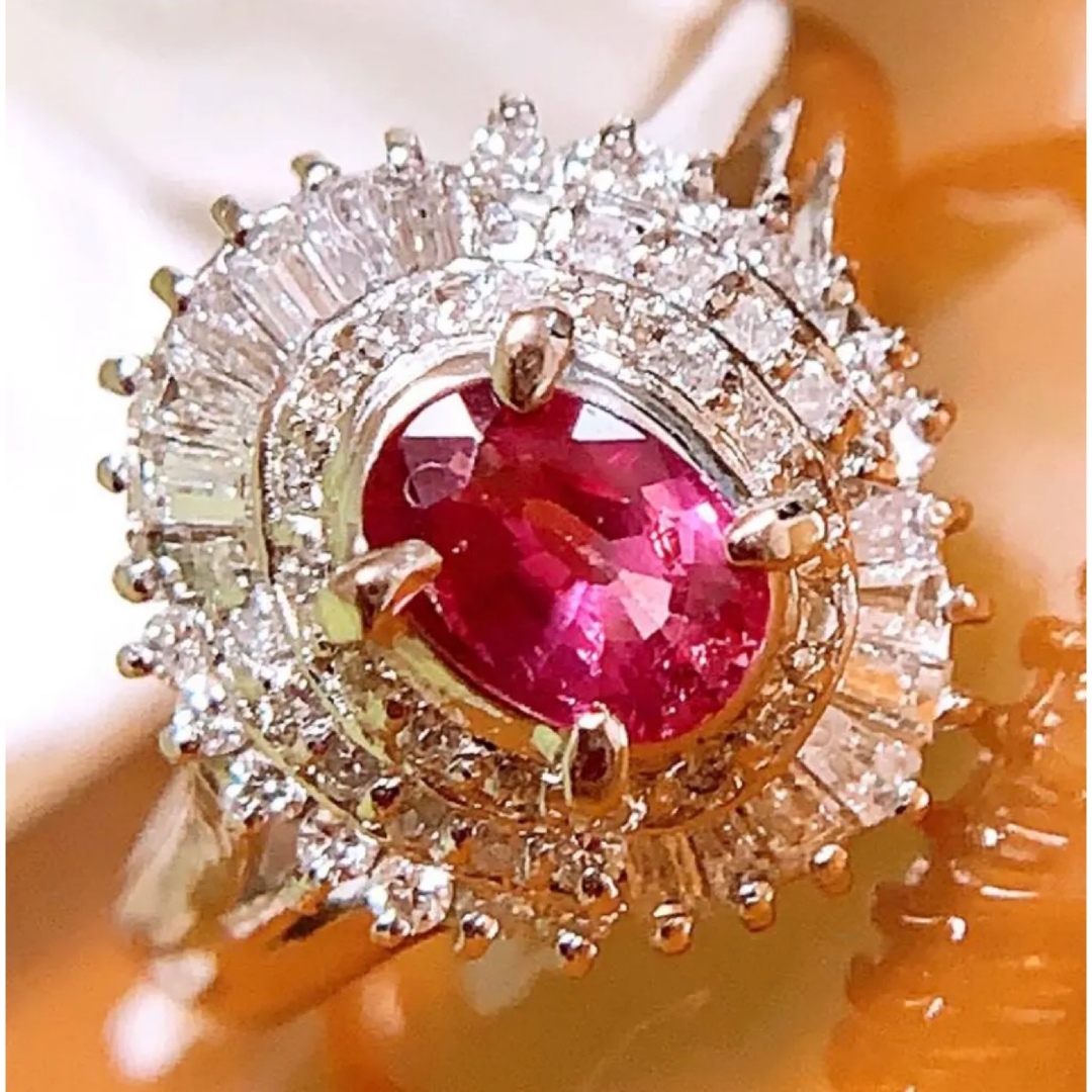 美品❗️計1.23CT✨プラチナピンクサファイアダイヤリングの通販 by