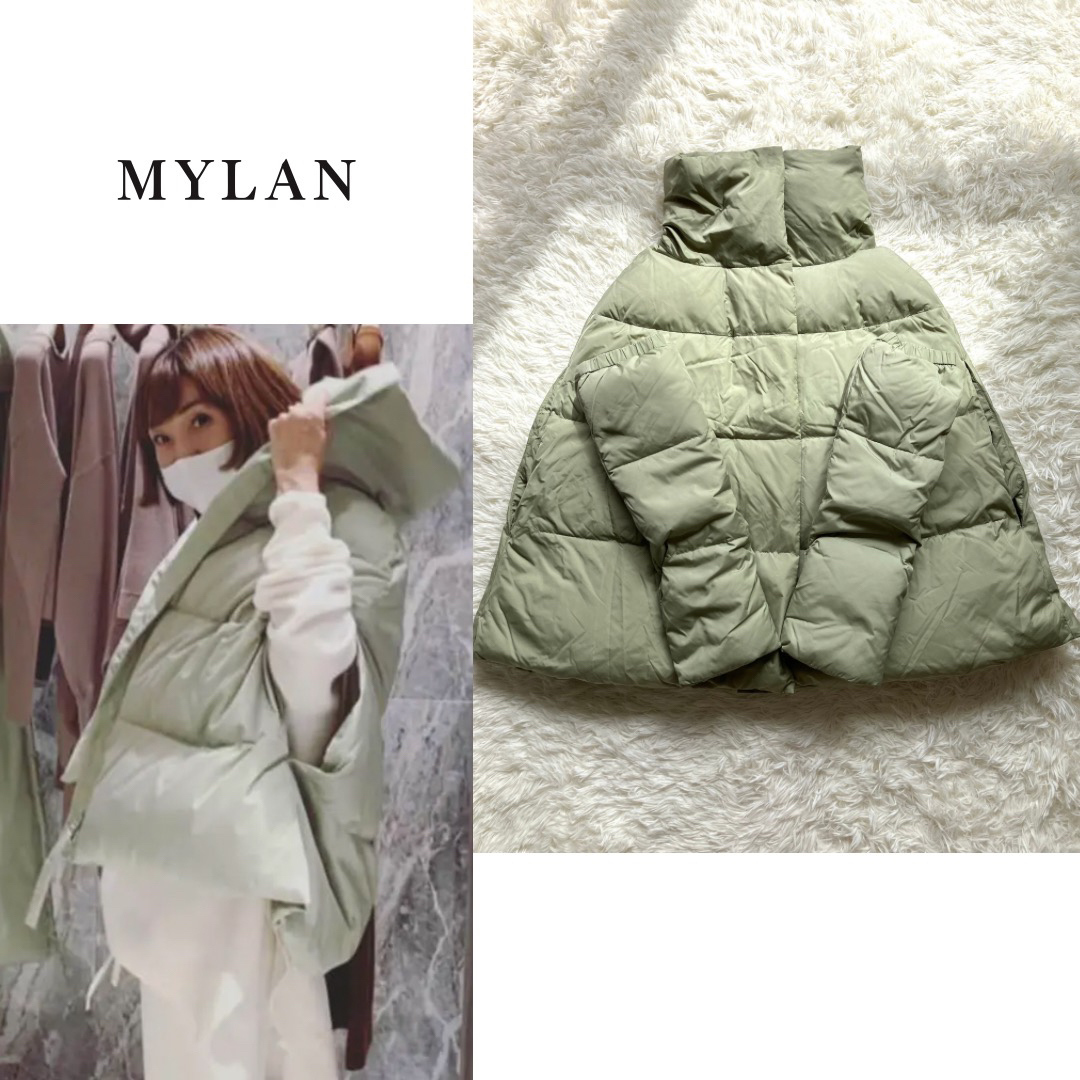 美品 MYLAN マイラン ダウンポンチョ セージ