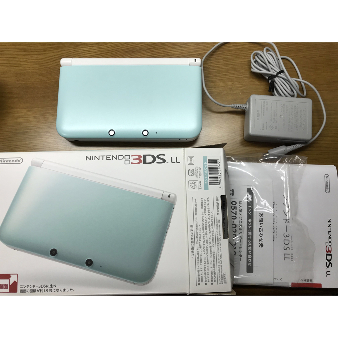 3DS LL ミントホワイト 本体 箱付き【訳あり】