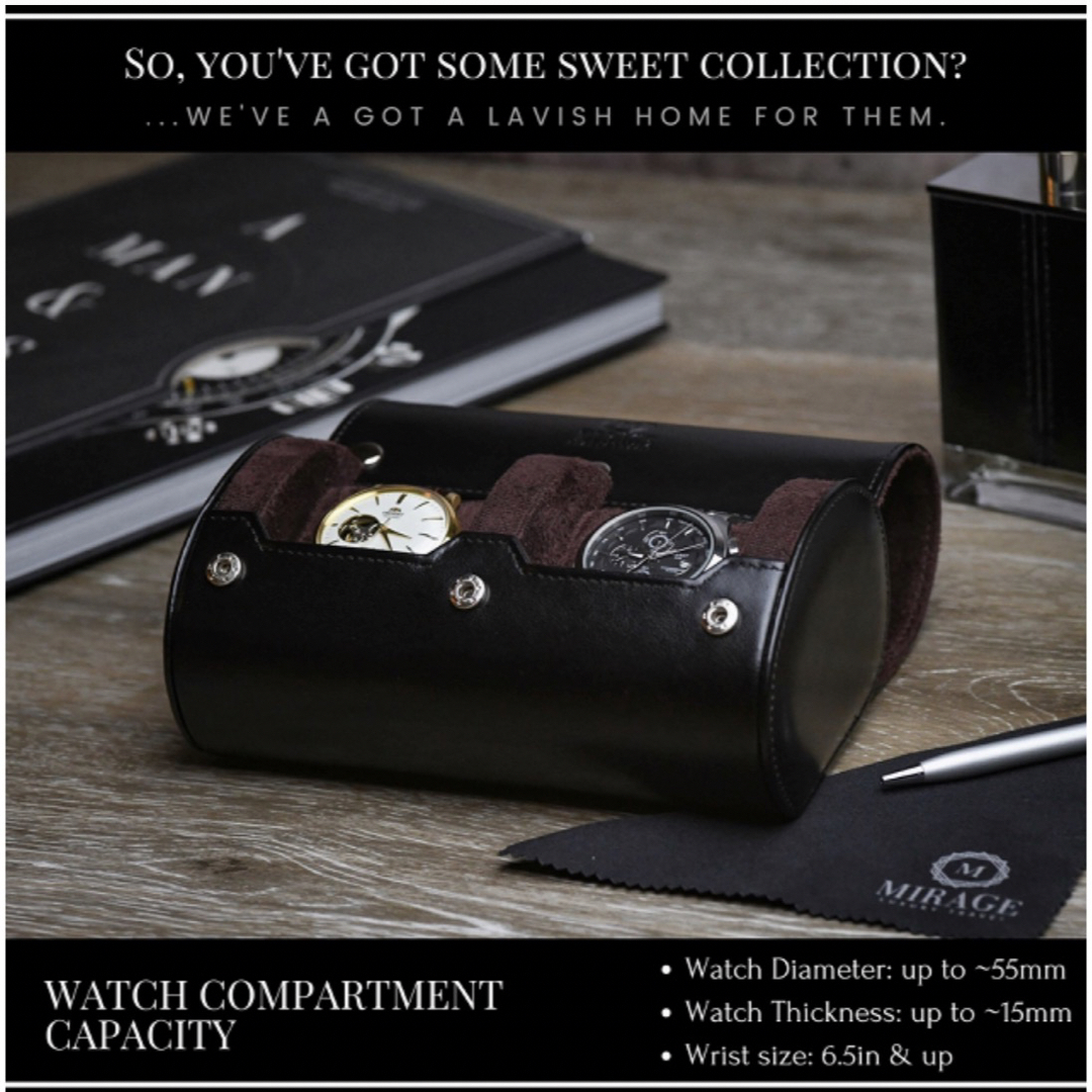 腕時計ケース メンズ レザーケース コレクション スレートグレー 6本収納男性用プレゼント
