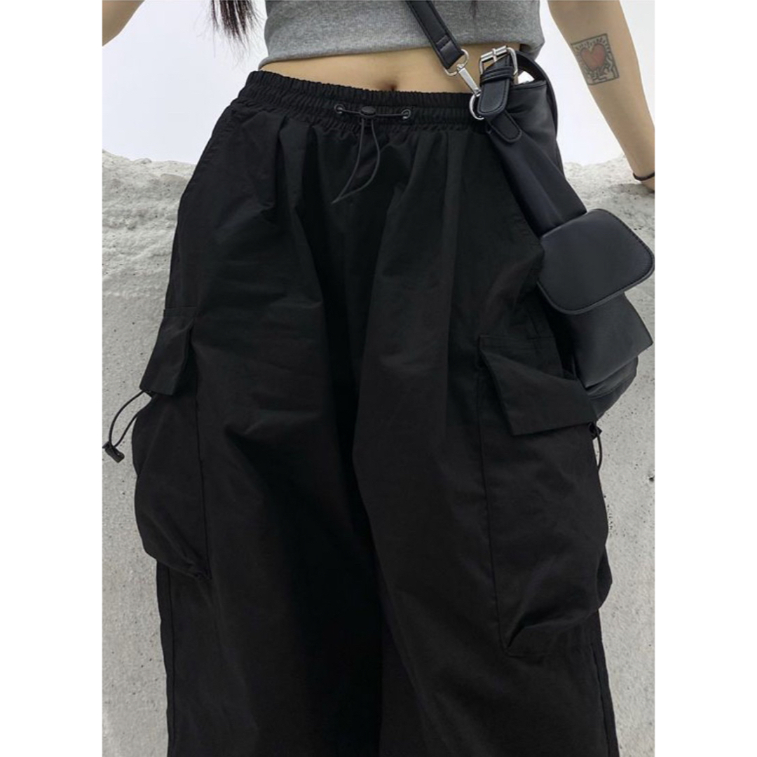 レディース ワイドパンツ カーゴパンツ 着痩せ 体型カバー 韓国 ストリート