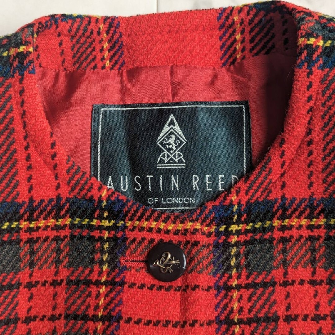 極美品♪オースチンリード Austin reed ノーカラージャケット チェック