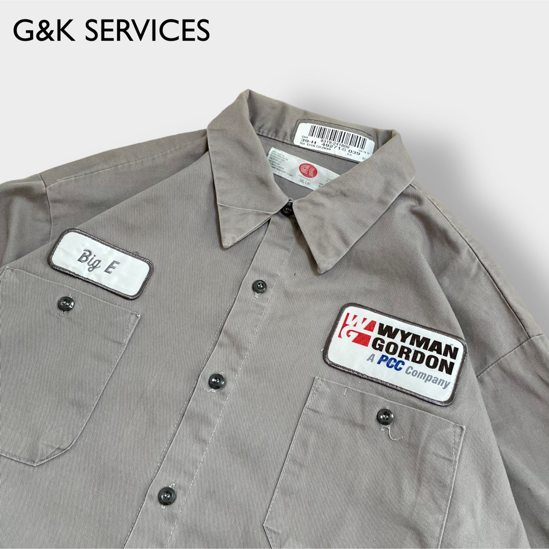 G&K SERVICES ワークシャツ 長袖 企業ロゴ ワッペン 3XL 古着 メンズのトップス(シャツ)の商品写真