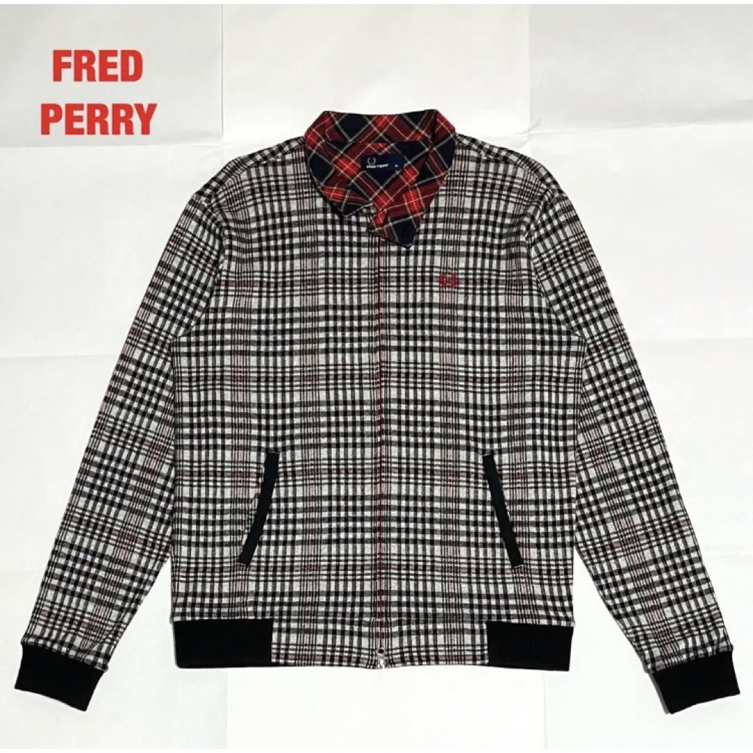 FREDPERRY フレッドペリー チェックブルゾン メンズM 赤 グレー