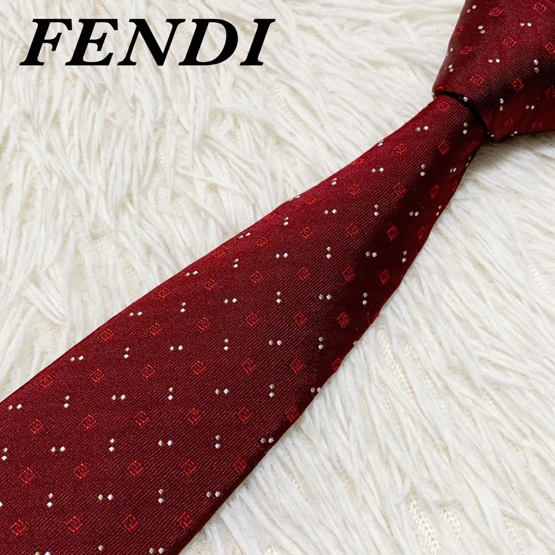 ✨極美品✨FENDI 現行 ネクタイ シルク ズッカ デカロゴ FF ストライプ