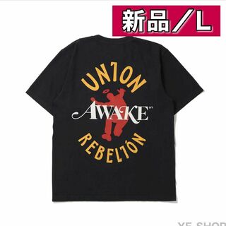 アウェイク(AWAKE)の【新品L】UNION x AWAKE NY Rebelion Tee Black(Tシャツ/カットソー(半袖/袖なし))