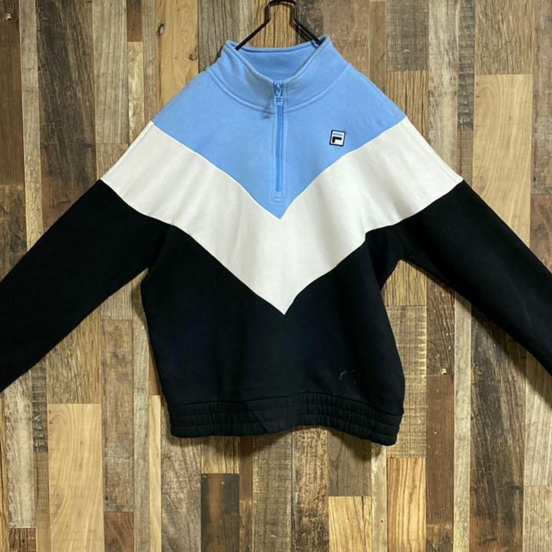 L☺︎古着 FILA TECH フィラ ハーフジップ プルオーバー フリース ボア-