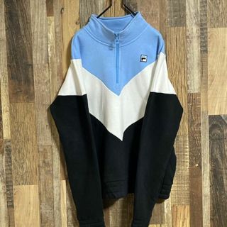L☺︎古着 FILA TECH フィラ ハーフジップ プルオーバー フリース ボア-