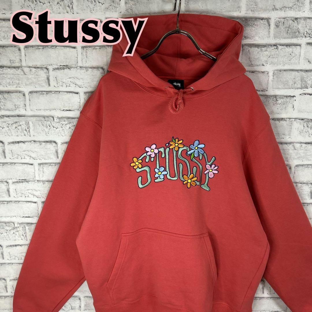 STUSSY - stussy ステューシー パーカー センターロゴ刺繍 フラワー花 ...