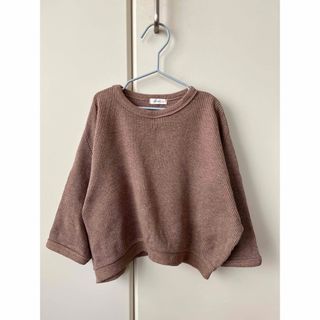 韓国子供服ワッフルトップスカットソードルマンシルエットブラウン2-3Y90-95(Tシャツ/カットソー)