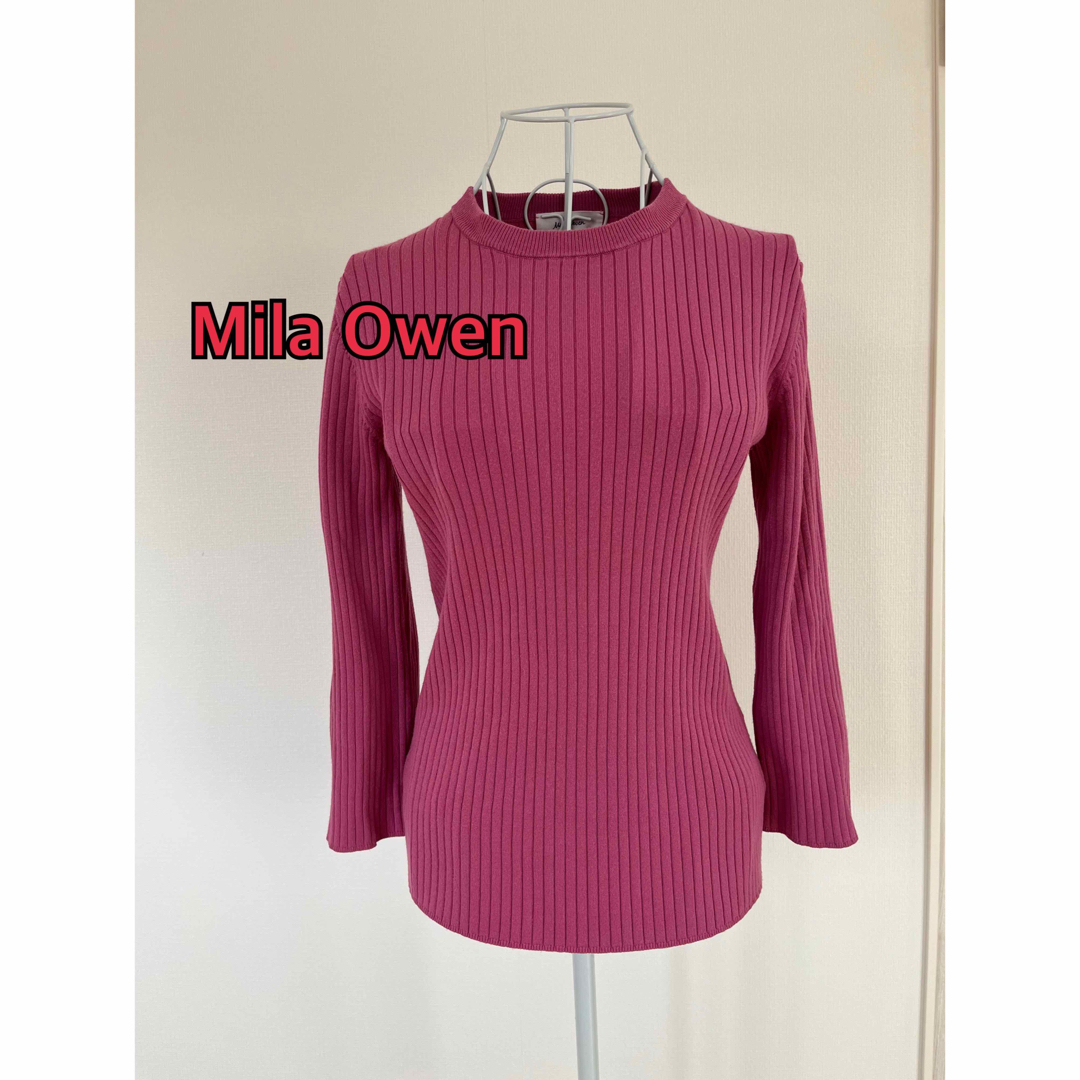 Mila Owen(ミラオーウェン)の【お得】Mila Owen クルーネックリブトップス　リブニット レディースのトップス(ニット/セーター)の商品写真