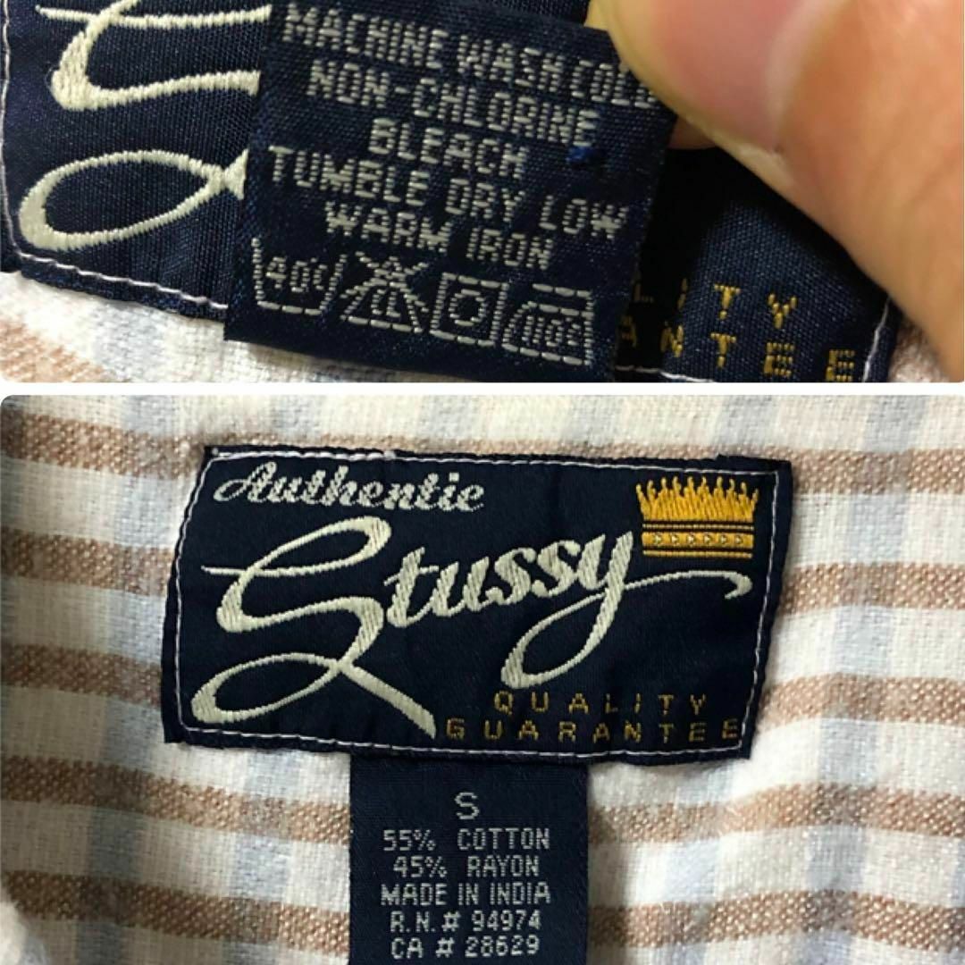 ステューシー シャツ ホワイト S チェック Authentic ワンポイント